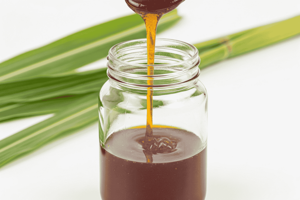 Organic Jaggery Syrup in glass jar – natural liquid sweetener for export